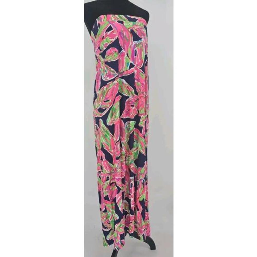 Lilly Pulitzer Navy‎ Pink Dress Small Printed  Marnie Bright Maxi Skirt